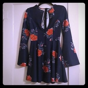 NWOT Floral dress with bell sleeves